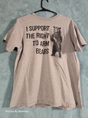 Graphic Tee: "I Support The Right To Arm Bears" - Gray And Black Colorway